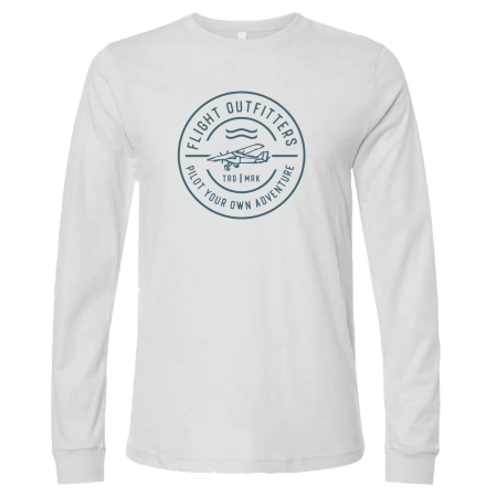 Pilot your own adventure badge long sleeve t-shirt white