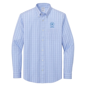 copa first class button down - newport blue - vertical logo
