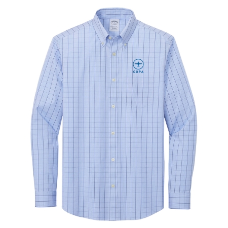 copa first class button down - newport blue - vertical logo