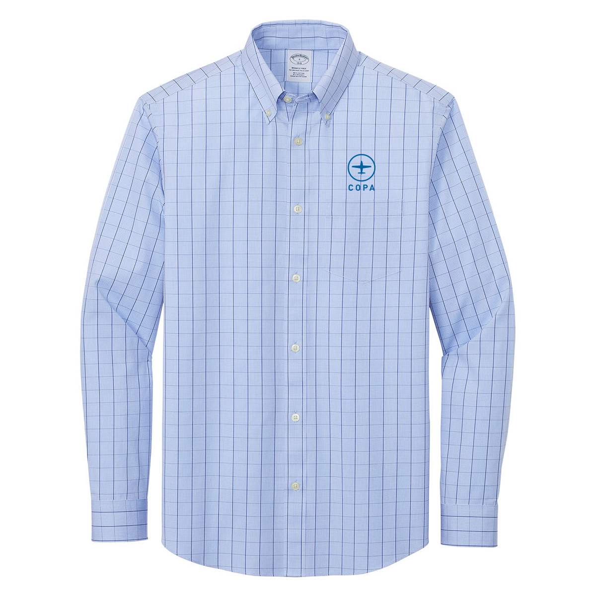 copa first class button down - newport blue - vertical logo