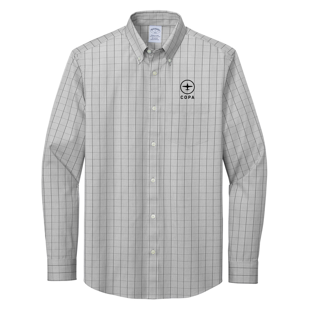 copa first class button down - shadow grey - vertical logo