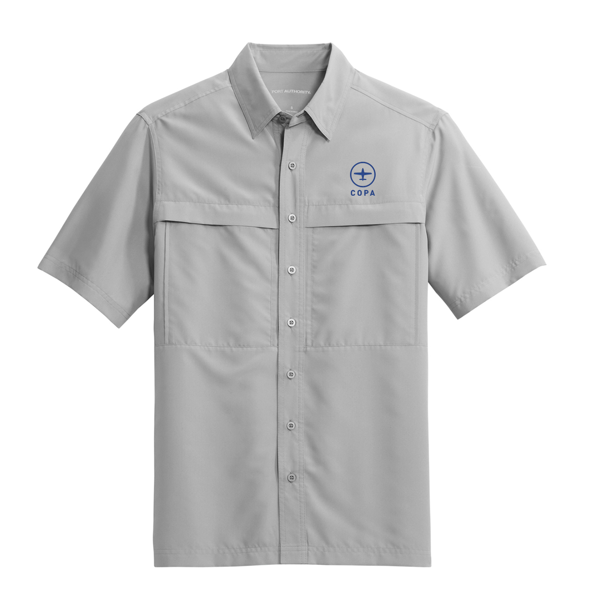 copa short sleeve guide shirt - gusty grey - vertical logo
