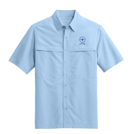 copa short sleeve guide shirt - true blue - vertical logo
