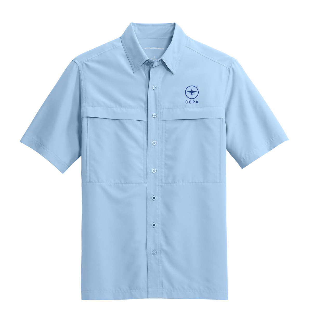 copa short sleeve guide shirt - true blue - vertical logo