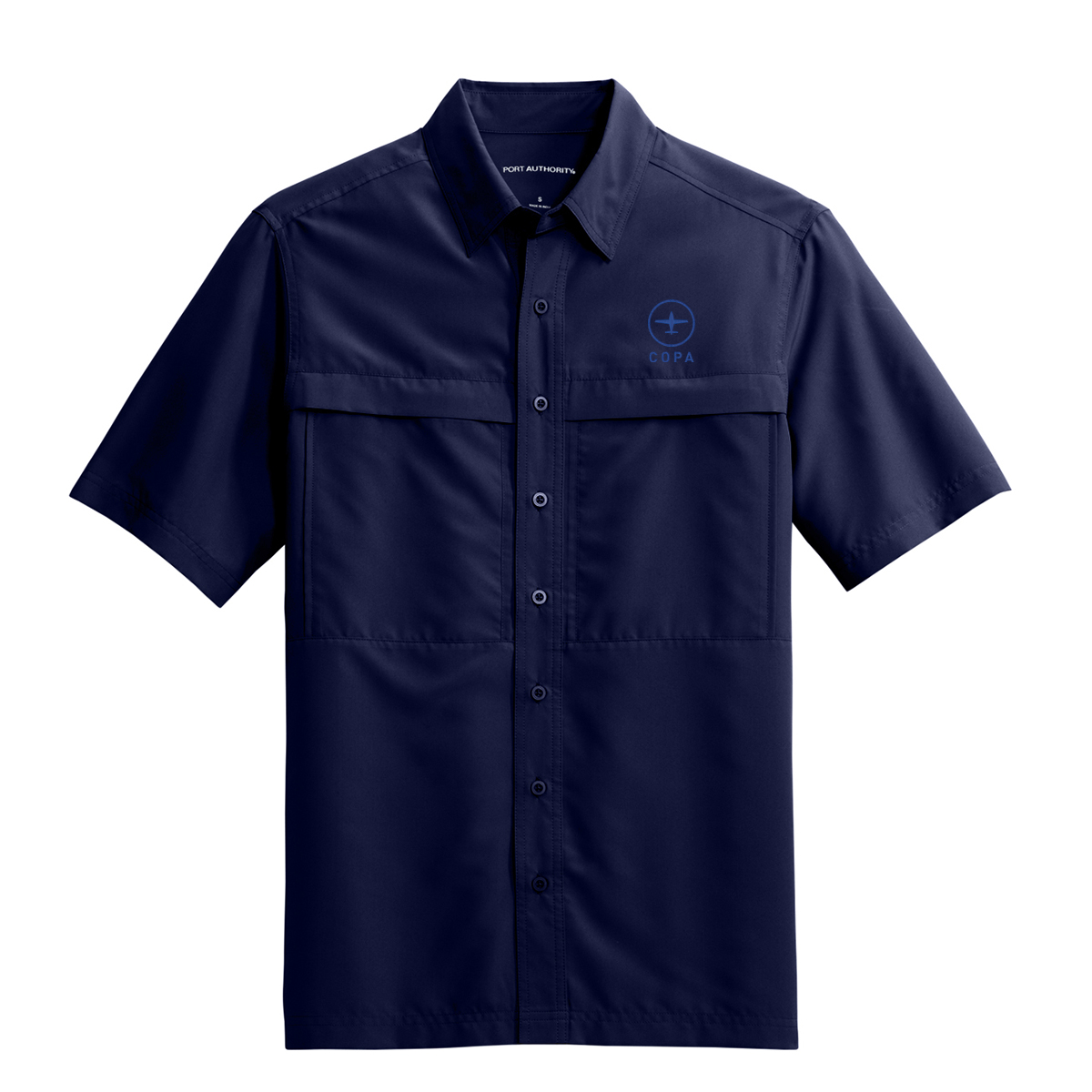 copa short sleeve guide shirt - true navy - vertical logo