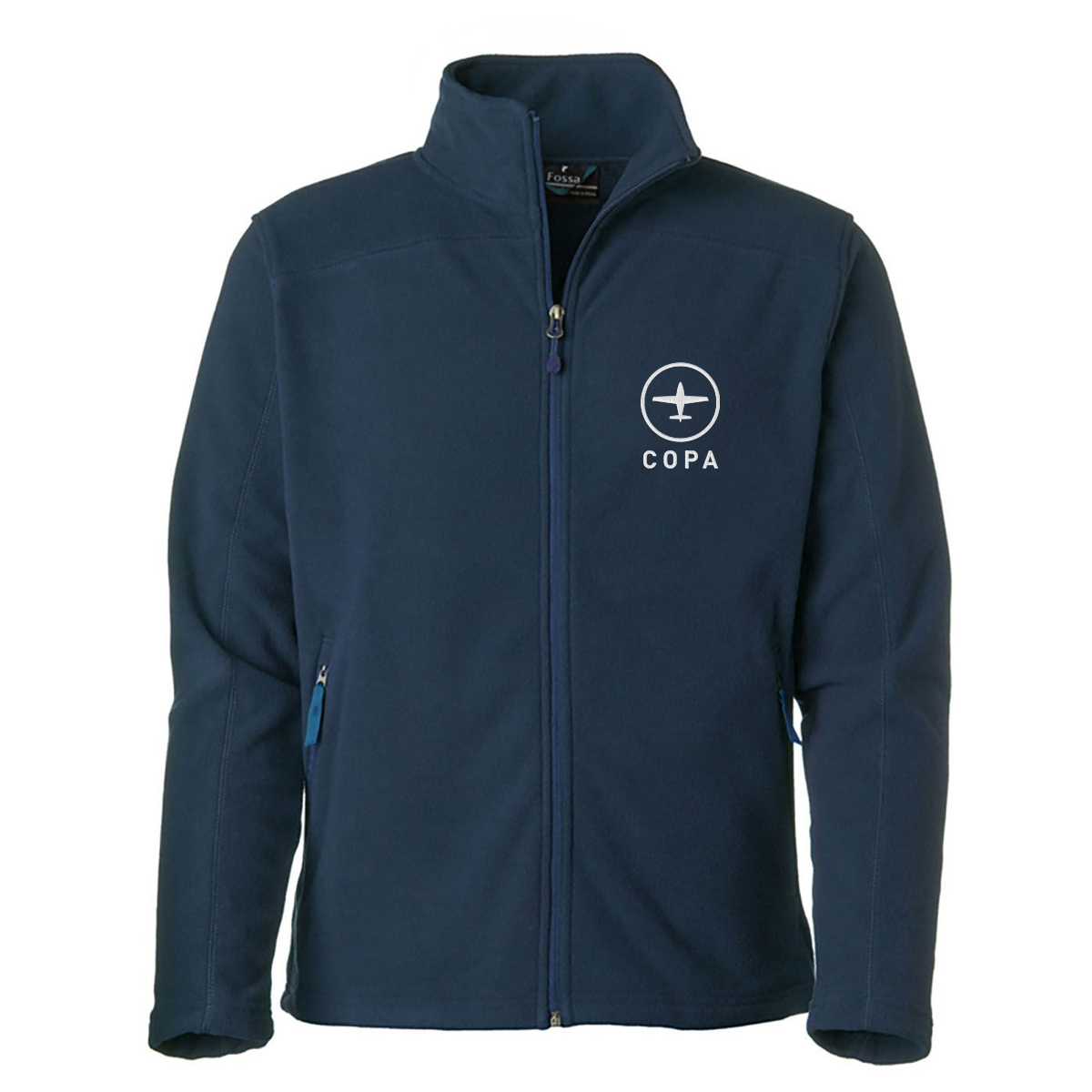 COPA Men's Base Fleece Jacket - blue - vertical logo