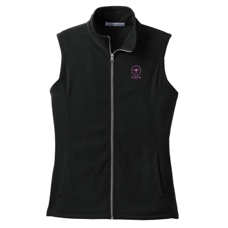 copa women's flightline fleece vest - black - vertical logo