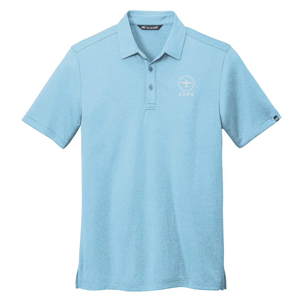 copa travis mathew coto performance polo - brilliant blue heather