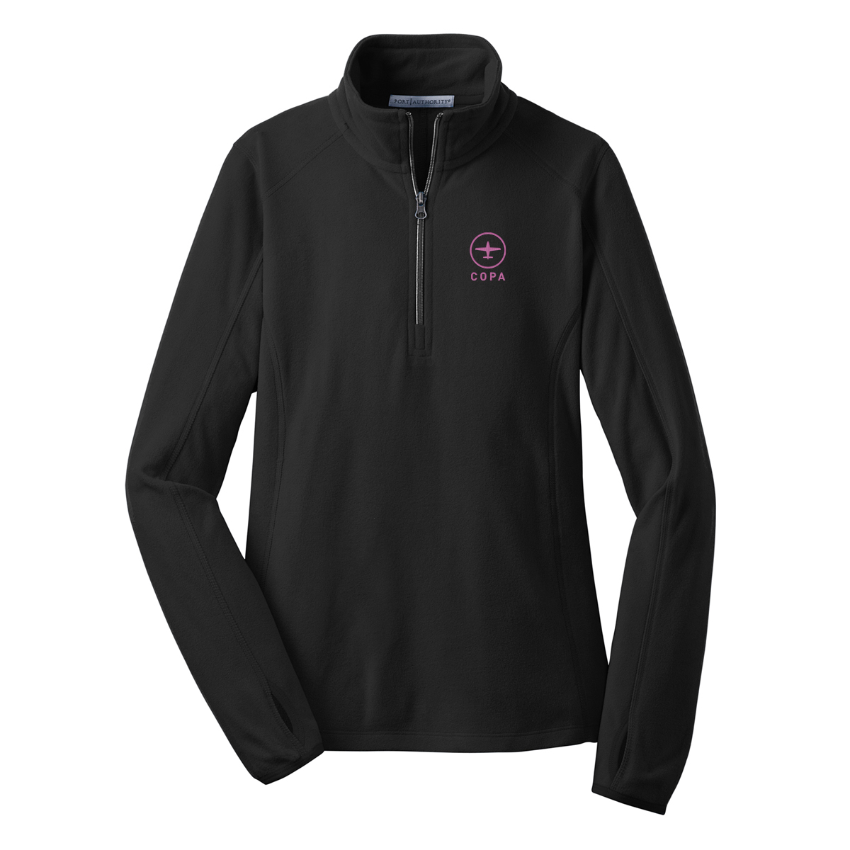 COPA Women's Summit 1/4 zip fleece - black - vertical logo