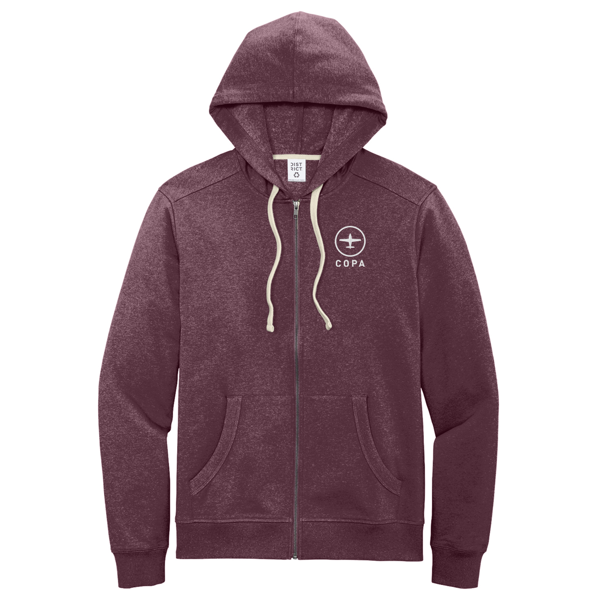 copa layover hoodie - maroon heather - vertical logo