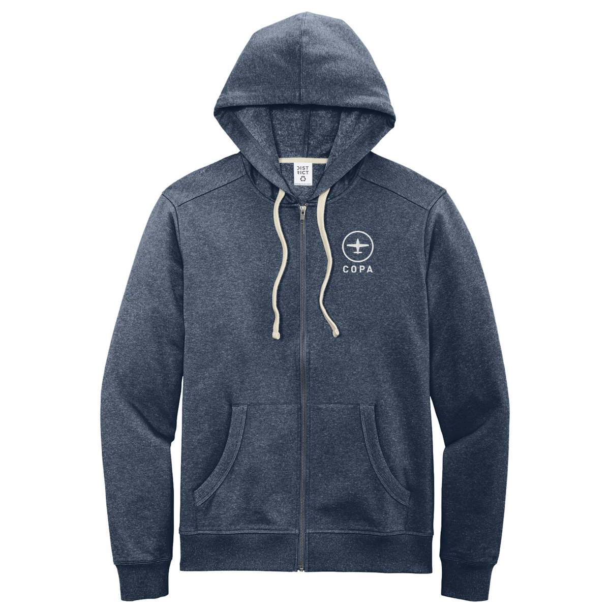 copa layover hoodie - navy - vertical logo